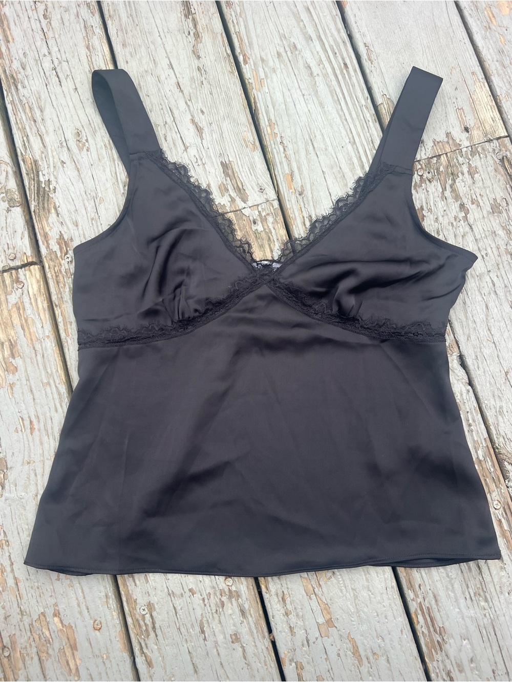 JustFab Black Lace Trim Camisole Top